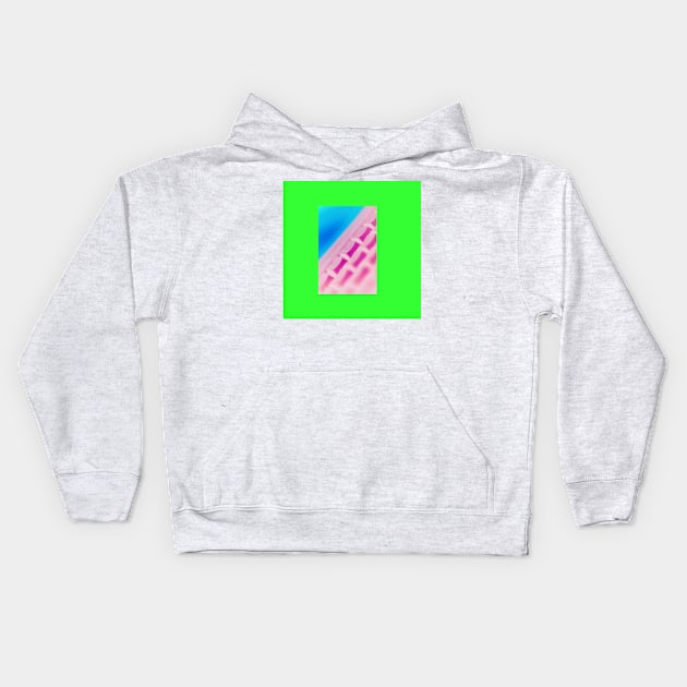 Colorful Pink Key Board with blue background and a green frame. Kids Hoodie by ROBERTDBROZEK